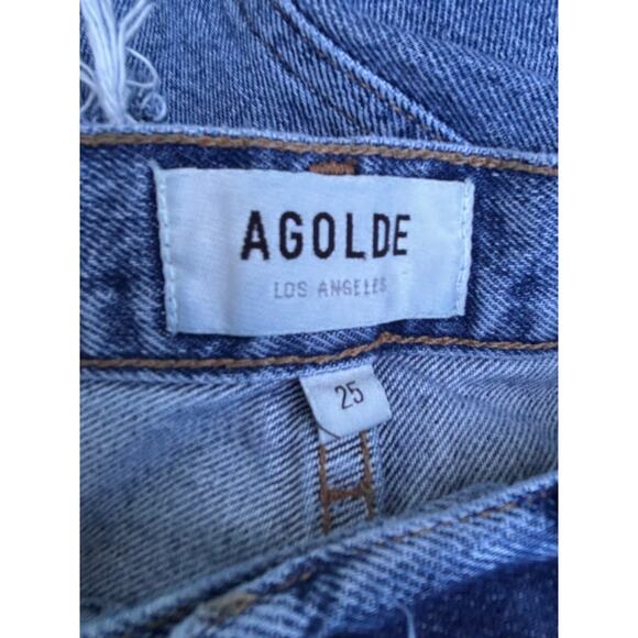 Agolde 90s Mid Rise Loose Fit Straight Leg Distressed Jeans Cotton Denim Size 25 - Picture 9 of 11